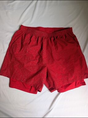 ZYIA Men’s Athletic Shorts with Reflective Speckle - Red
